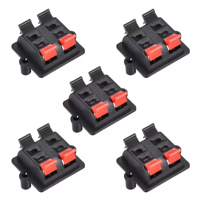 4 Voies Ressort Haut-Parleur Borne Clip Connecteur Audio Câble Bloc Rouge 5Pcs