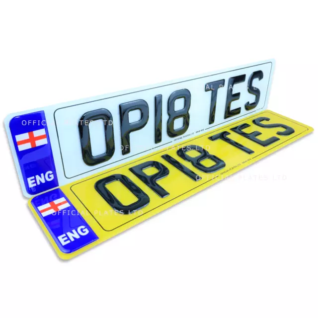 Premium 3D Badge Gel Number Plates (Front & Rear) for Car Van Trailer UK Europe 3