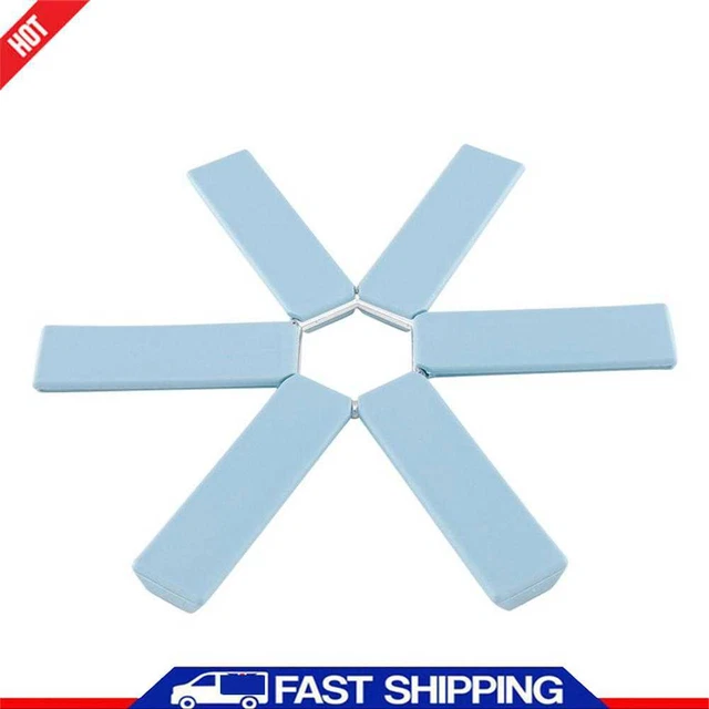 Almohadillas de cazuela plegables antiescalda soporte para ollas (azul claro) ✅
