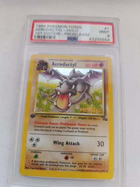 1999 POKEMON FOSSIL AERODACTYL-HOLO #1 1ST EDITION PSA 9 MINT