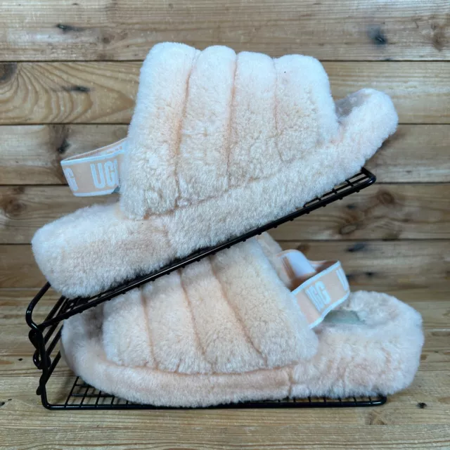 UGG FLUFF YEAH Slide Size UK 9 Womens Pink Slip On Warm Sandals