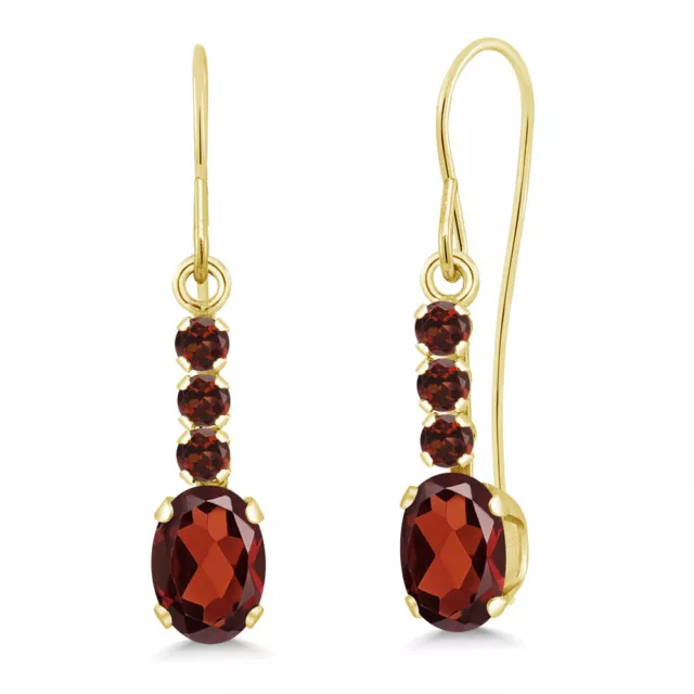 10K YELLOW GOLD Garnet Drop Dangle Earrings For Women (1.34 Cttw ...