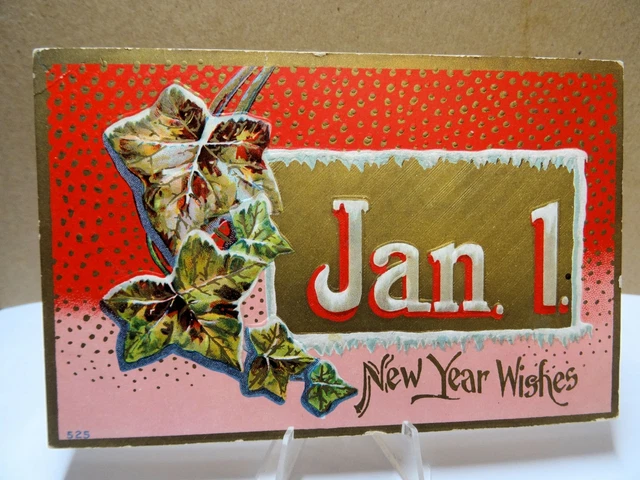 New Year Wishes Jan 1 Postcard 1910