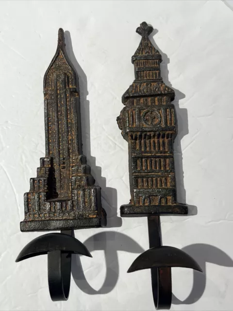 Empire State Big Ben Coat Hooks Cast Iron Patina Architectural Decor