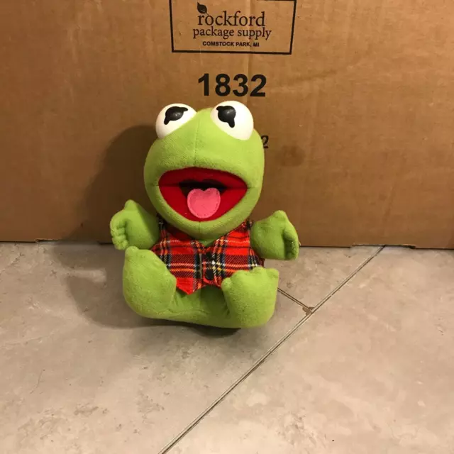 Vintage 1987 Baby Kermit Plush Toy Collectible Jim Henson Muppets Stuffed Frog