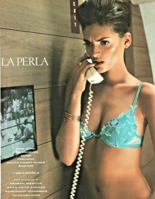 LA PERLA lingere vintage print ad from 2001 sexy lacy turquoise bra