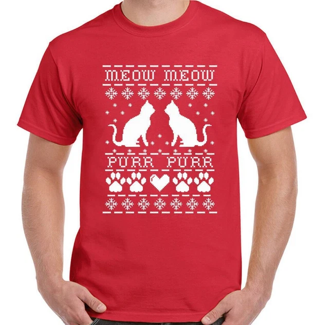 Natale Gatto T-Shirt Meow Uomo Divertente Secret Babbo Gattino Accessori Regalo