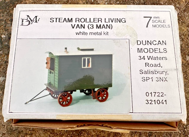 DUNCAN MODELS WHITE Metal 7mm Scale O Gauge Kit Steam Roller Living Van ...