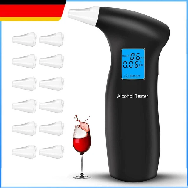 Probador de alcohol digital Promille probador de alcohol respiratorio portátil con LCD 12 boquilla