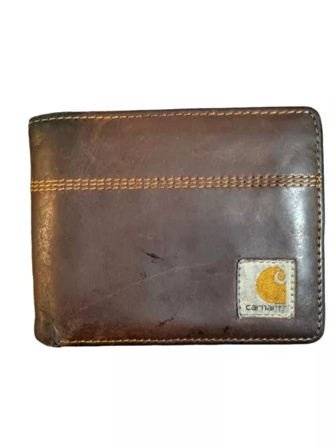 MEN’S CARHARTT BROWN Leather Bifold Wallet $15.00 - PicClick