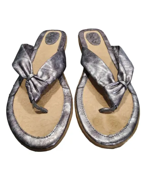 BOLO by BOC Women 11 US 43 EU Sequin Thong Sandals Flip Flop Silver Faux Leather