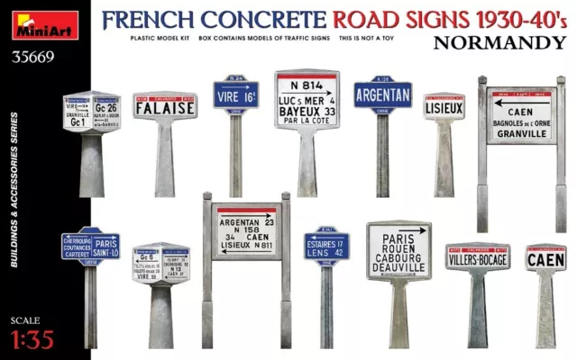 Miniart FRENCH CONCRETE ROAD SIGNS 1930-40s NORMANDY KIT 1:35