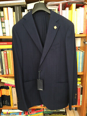New Tailoring Lardini Blazer Giacca Summer Wool Blu Scuro Dark Navy Size 54 Xxl