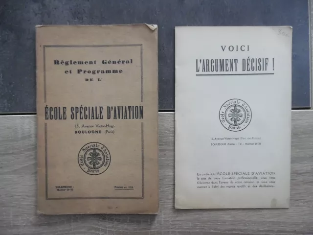 Réglement général et programme de l’ECOLE SPECIALE D’AVIATION – 1940