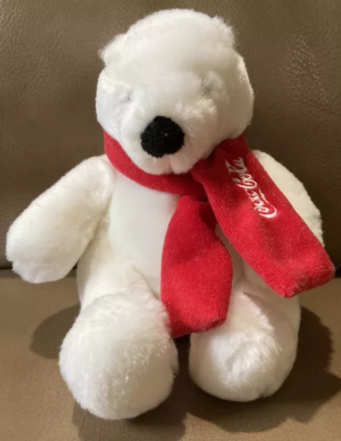 COCO COLA Soft Stuffed Mini COKE POLAR BEAR Plush/Toy w/Scarf White/Red 6"