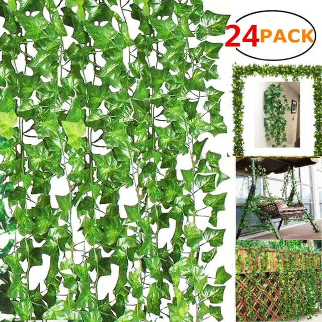 24 Pack 168Ft Artificial Ivy Garland, Fake vine UV Resistant Leaves Fake Plants