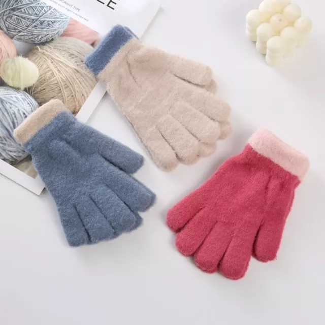 Thick Kids Gloves Fingerless Mitten Cartoon Knitting Mittens  Boys Girls