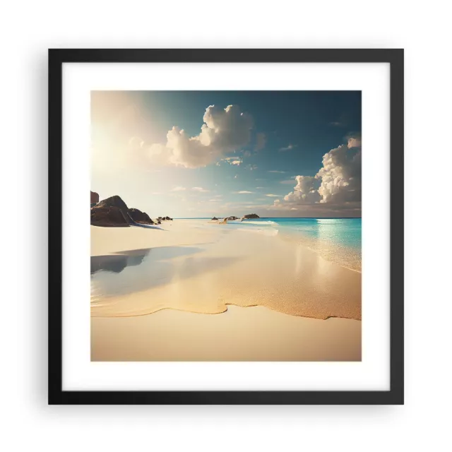 Cuadro Poster de Pared 40x40cm P�ster Marco Playa Salvaje Oc�ano Borde Wall Art