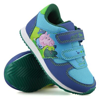 Boys Girls Kids Peppa Pig George Casual Touch Strap Walking Trainers Shoes Size