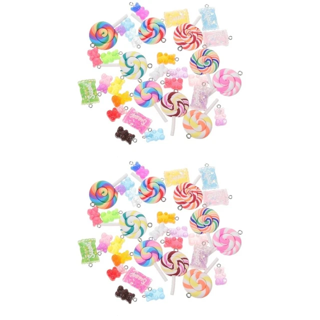 2 Sets Resin Simulated Candy Child Pendant Charm Colorful Lollipop