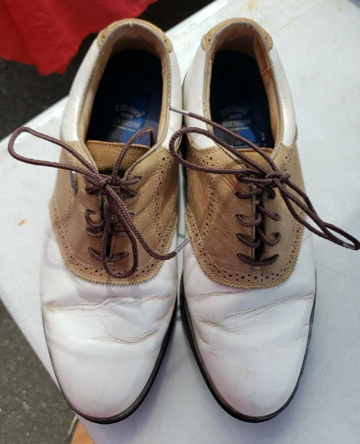 Callaway Maximus Saddle Style Golf Shoes Men 10 Wide Tan/White Nordstrom Vintage