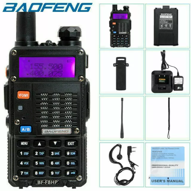 Baofeng BF-F8HP 8W Tri-power Two Way Ham Radio Walkie Talkie With Accessories US