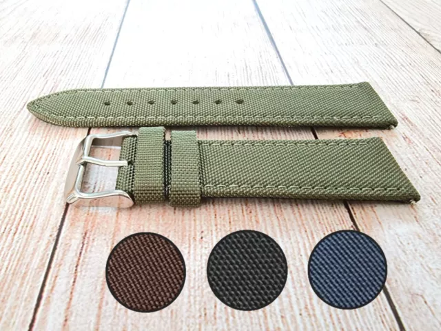 Premium Canvas Sailcloth Watch Strap Band Fabric Mens 18mm 20mm 21mm 22mm 24mm