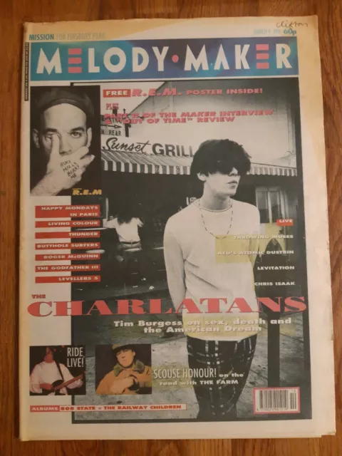 Melody Maker newspaper March 9th 1991 The Charlatans cover