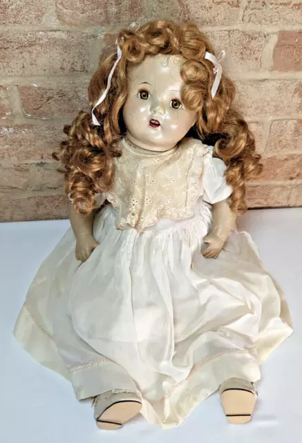 Unmarked Composition Cloth Baby Doll Molded Hair Sleep Eyes 20" Old Vintage