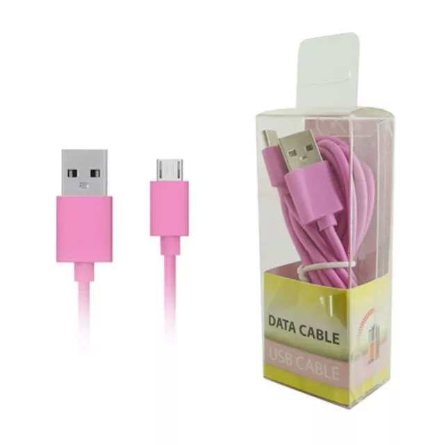 Pink Color 5 feet Long USB Data Sync Charger Cable Micro-USB Connector Cord Wire
