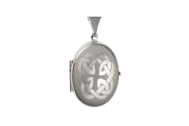 Celtic Oval Family Locket Pendant Sterling Silver