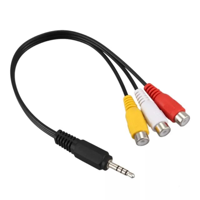 1X(3.5mm Male Plug to 3 RCA Female Audio Video AV Cable 22cm W2C1)