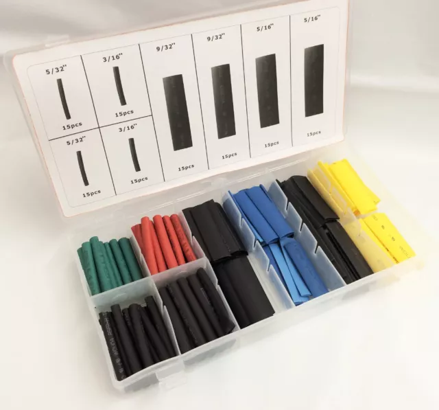 120pc Heat Shrink Wire Wrap Assortment Tubing Electrical Color Code Cable Set