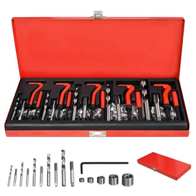 Riparazione filettatura 130 pz M5 M6 M8 M10 M12 trapano strumento manicotti inserti interni#