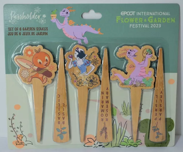 Disney EPCOT Flower and Garden 2023 Passholder Set of 6 Garden Stakes New