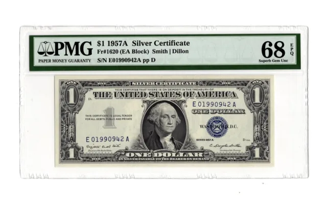 $1 1957A Silver Certificate Fr. 1620 (EA Block) - PMG 68 EPQ