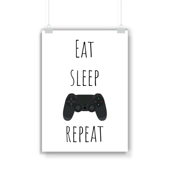 Eat Sleep PlayStation 4 Repeat Print, Gaming, Gift, Gamer, Gifts, Poster, PS4