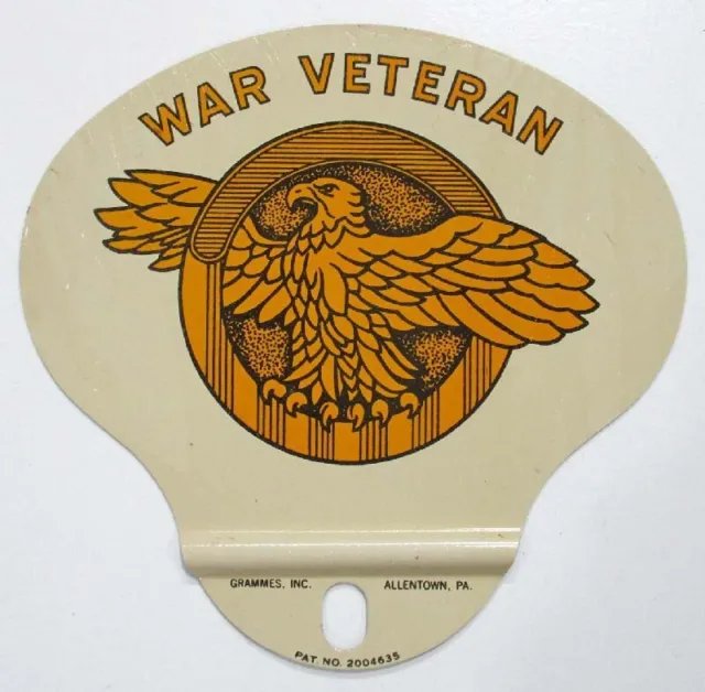 Vintage 1940s 1950s Military War Veteran Patriotic Eagle License Plate Topper