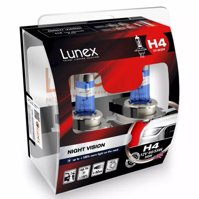 AMPOULE H4 12V 60/55W Lunex Night Vision 100% de lumière SET