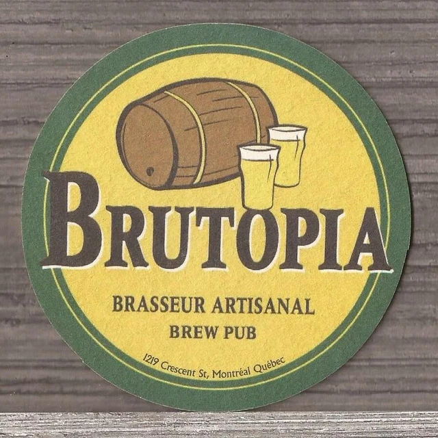 Beer Coaster-Brutopia Brasseur Artisanal Brew Pub Montreal Quebec Canada-1841 2