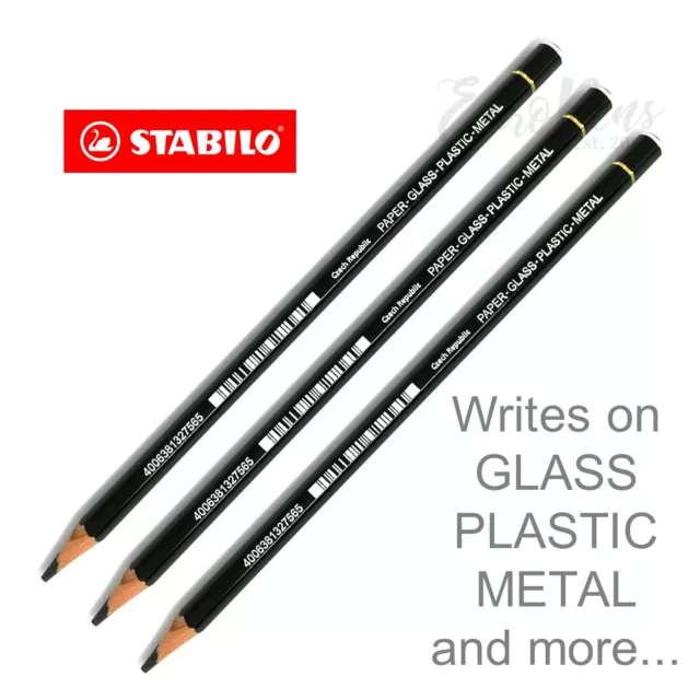 STABILO White CHINAGRAPH CHINA MARKER Wax PENCILS x 3 for Plastic, Glass  Metal