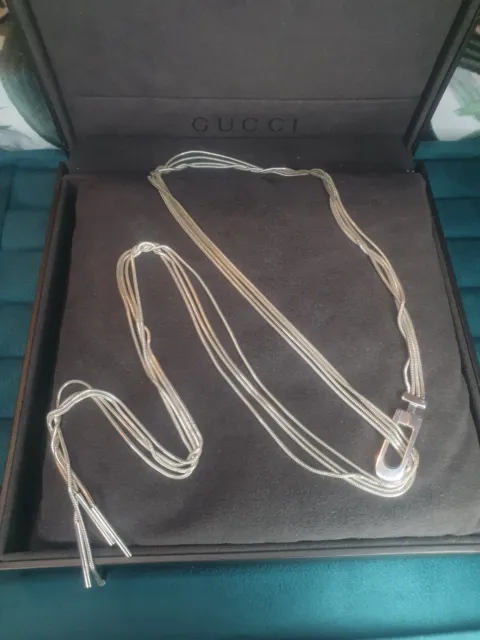 Genuine Gucci Classy Long Line Liarat Sterling Silver Necklace Stunning