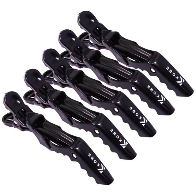 Hair Sectioning Clips x 6 Professional Crocodile Hairdressing Clamps Carbon 9 cm