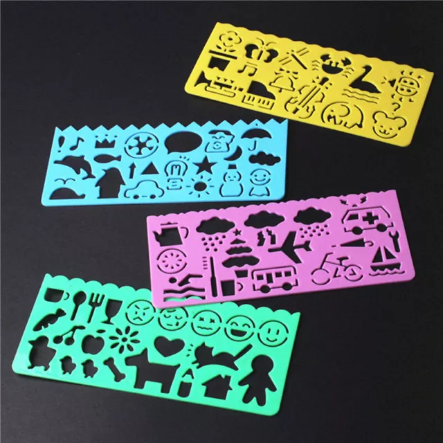 4pcs Korea Stationery Cartoon Ruler Oppssed Drawing Template Mould`CR Bf