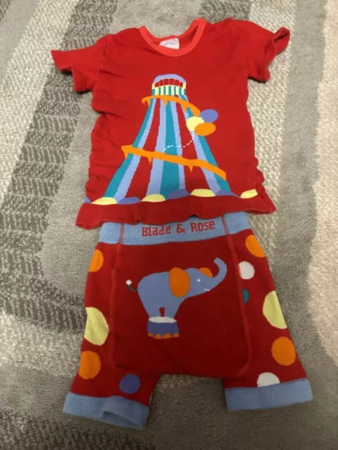 Blade & Rose Circus Elephant Size 1-2 Years Top And Short Set