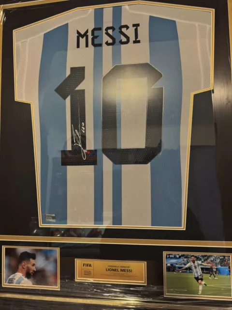 Lionel Messi Signed 2022 Fifa World Cup Argentina Home Jersey