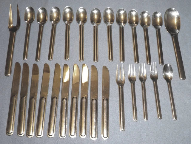 Mid Century Prisma Sasaki Stainless Ward Bennett 28 Piece Flatware Set Korea Mid Century Prisma Sasaki Stainless Ward Bennett 28 Piece Flatware Set Korea
