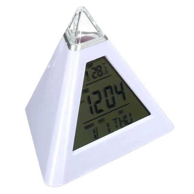 Pyramid Clock Clicker DIGITAL CLOCK PYRAMID 7 Color Changing Backlight Digital Clock Home £10 ...