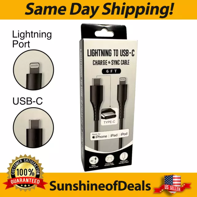 Lighting To USB-C Charge & Sync Cable 6FT For iPhone iPad & iPod - NEW SEALED!