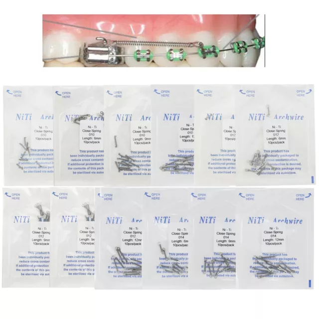 Dental Orthodontic Niti Open Closed Coil Spring Arch Wire 010 012 6/9/12mm 180mm 3